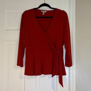 Banana Republic Vibrant Burnt Orange Wrap Blouse